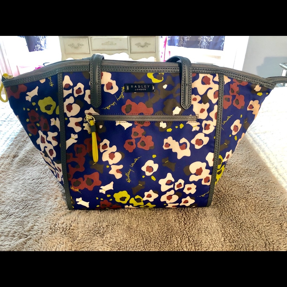 A colorful floral function-able handbag